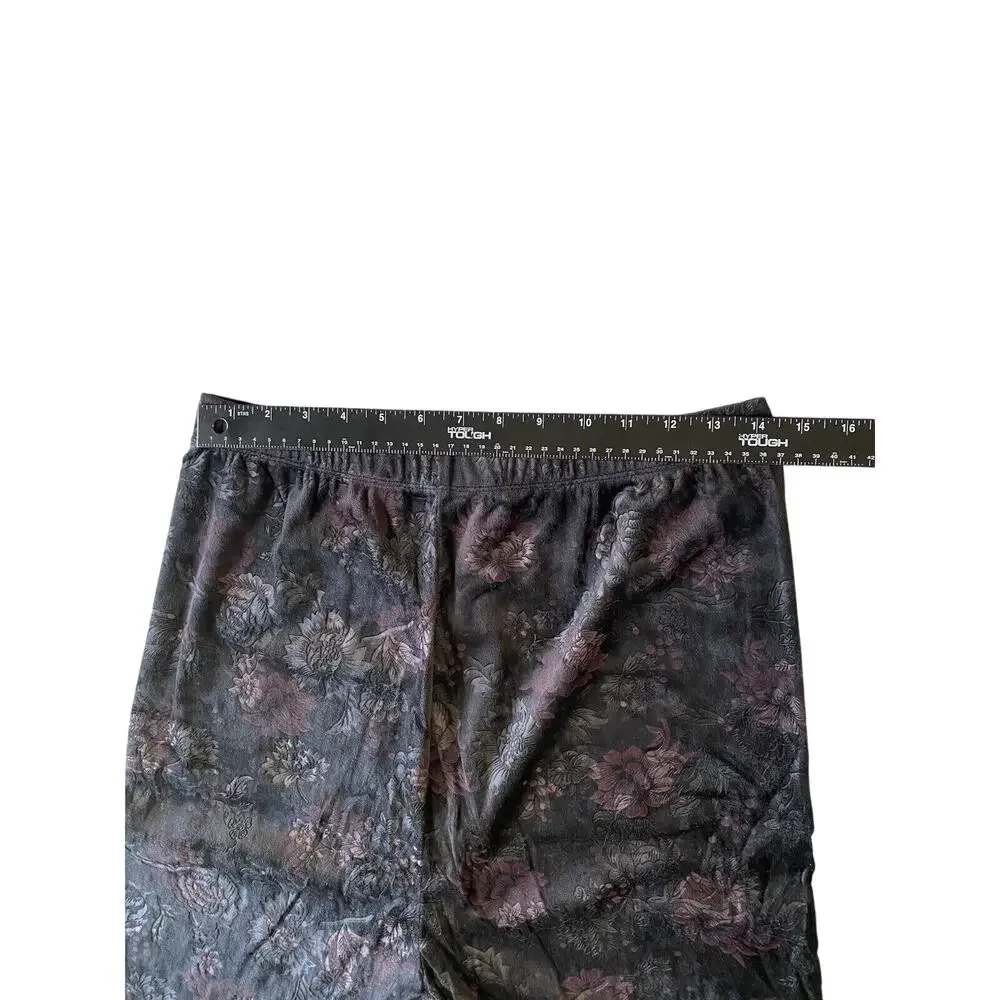 Avenue Pants Womens L/XL Soft Stretch Comfy Black Floral Whimsigoth Pull On